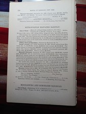 1881 train Report METROPOLITAN ELEVATED RAILWAY New York City Kings Bridge  picture