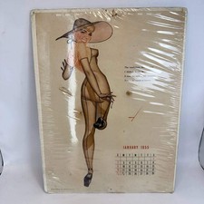 Vintage 1955 Esquire Petty Girl Pin-Up Calendar Page January George Petty Art picture