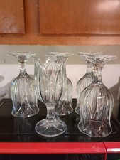 Vintage Set 5 Beautiful Cristal D’Arques Pompano Tulip Clear Glass Water Goblets picture