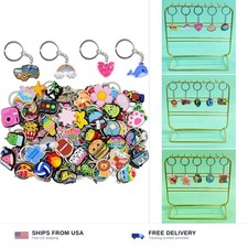 100pc random different keychains lot mixed cute keyring classroom prizes picture