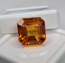 Orange Yellow Sapphire  Asscher Cut 11-13 Ct Natural Loose Gemstone Certified picture