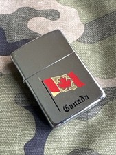 1995 Vintage Zippo Lighter - Canadian Flag - Niagara Falls, Ontario Canada picture