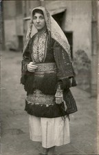Bulgarian woman in folk costume c1900s-20s Real Photo Vintage Postcard bhn picture