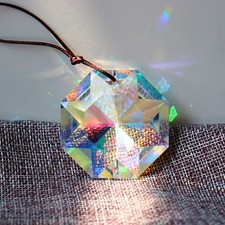 Large 60mm Octagon Faceted Crystal Prism Suncatcher Window Hanger Rainbow Maker picture