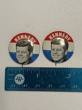1960 John F Kennedy JFK Presidential Campaign Pinback Buttons Lot of 2 Vintage picture