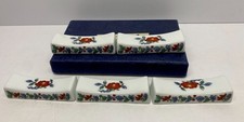 Vintage Arita Ware Camellia Porcelain Chopstick Rests Hashioki Set of 5 Japan picture