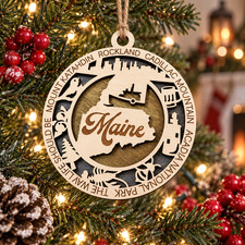 Maine Christmas Ornament 4.5