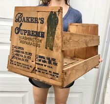 Vtg Baker's Supreme Washington Asparagus Wooden Crate Sign Produce Advertising picture