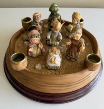 BERTA HUMMEL 1999 PORCELAIN MINITAURE NATIVITY BY GOEBEL W CANDLE NATIVITY BASE picture