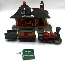 Vintage Dept 56 Dickens Village Chadbury Station Train 4 Pc Set 56.65285 1989 picture