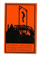 EXCEEDINGLY RARE Halloween Whitney Orange Silhouette Gallows Hanging Postcard Ma picture