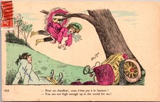 Xavier Sager Comic Car Crash Chauffeur Lady Tree French Postcard picture