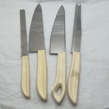 Vintage Mid-20th Century Quikut Carving Set - 4 Knives, Ivory Colored Handles picture