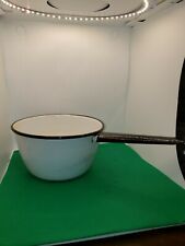 Enameled Sauce Pan, White with Black Trim 7 w x 4 h in picture