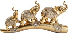 Golden Elephant Figurines Resin Shelf Decor Lucky Elephant Table Statue picture