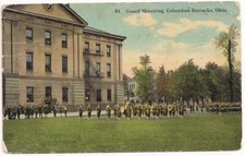 Postcard OH Guard Mounting, Columbus Barracks, Ohio, to DePauw, Indiana c1912 picture