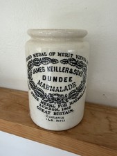 James Keiller & Sons Dundee Marmalade Ceramic Advertising Jar White/Black 1862 picture