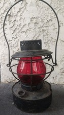 Antique Handlan St. Louis RF&P Lantern w/Red Glass Globe picture