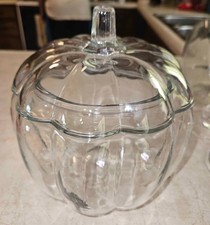Elegant Clear Glass Pumpkin Shaped Jar with Lid picture