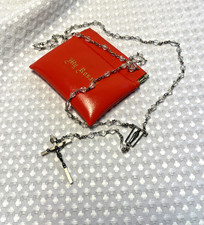 Vintage Clear Faceted Bead Rosary with Red Case picture