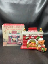 Vintage Christmas Fireside Holiday Candleholder Teddy Bear Votive Candle Holder picture