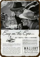 1941 MALLORY MERIDIAN & DUNE'S Club Men's Hat Vintage Look Replica Metal Sign picture