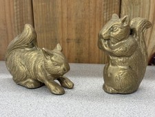 Vintage Solid Brass Squirrels Detailed Etched Home Decor 3.5