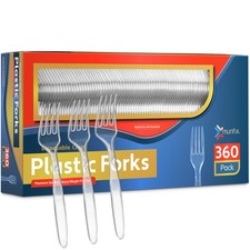 360 Count Clear Plastic Forks Heavy Duty, Premium Disposable Forks, picture