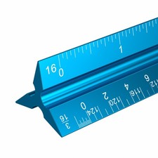 12 Inch Engineer Scale Ruler Aluminum Triangular Drafting Tool Imperial 6 Scales picture