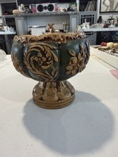 Vintage ARDCO Fine Quality Green And Gold Ceramic Planter picture