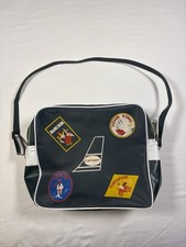 Vintage 70s Cathay Pacific Airways Flight Bag Destination Stickers Kowloon picture