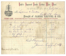 1874 Invoice James Leffel Double Turbine Water Wheel NY Loomis Norton Suffield picture