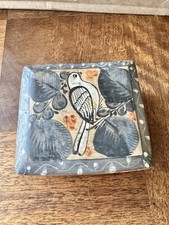 Vintage Mexican Clay Tonalá Pottery Trinket Box with Lid Small picture
