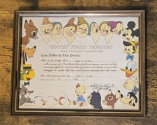 ORIGINAL 1945 WALT DISNEY WWII WAR BOND U.S. TREASURY CERTIFICATE MICKEY  picture