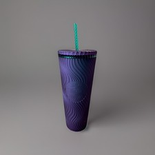 Starbucks Purple/Green Swirl Glitter Matte Tumbler Cold Cup Venti Collector picture