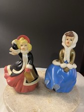 1950’s Atlantic Ceramic Mold 2 Women Christmas Carolers Excellent Condition picture