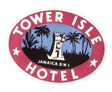 TOWER ISLE HOTEL - JAMAICA B.W.I. VINTAGE LUGGAGE LABEL 1940S 5