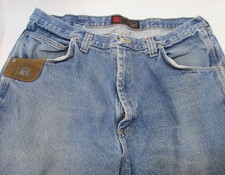 Mens 40x30 Good Used Wrangler Riggs Workwear Jeans Carpenter Utility Blue Denim picture