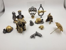 Vintage Signed Michael Ricker Pewter Miniatures Lot Gold Accent Animals picture