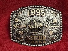 X~Treme Bulldogging Champion Trophy Belt Buckle☆Seguin Texas☆1995☆900 picture
