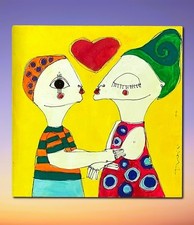 Italy Vtg Handpaint Tile OOAK Sample Panel Signed Folk Art Lover DeSimone Style picture