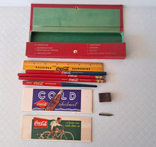 Vintage 1930’s Coca Cola Pencil Box School Set Complete Unused NOS picture