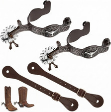 2 Pack Western Cowboy Spurs Paired with 2 Pcs 6 Holes Belt picture
