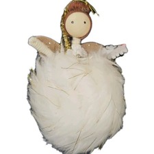 Ashland Christmas NOËL Holiday Feather Angel Ornament 5.5inches White with Gold picture