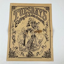 TUESDAY'S Eating Establishment Multi-Location Menu Lunch Dinner Vintage picture