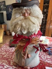 Vintage 1998 Lori Miller Multi Media Signed Santa Doll Folk Art SouthwesternOOAk picture