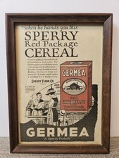 Antique 1890's Original Sperry Flour Co Germea Cereal Ad  Framed 12×8.5 picture