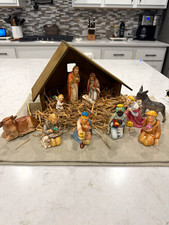 Goebel W. Germany Porcelain Nativity Set w/ Stable 11pc Mary Joseph Angel picture