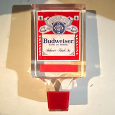 Budweiser Genuine Beer Tap Handle Knob Clear Acrylic Red Breweriana picture