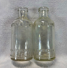 Pair Antique 1930s LISTERINE 3 oz Bottles Lambert Pharmacal Cork Top Glass 4.75